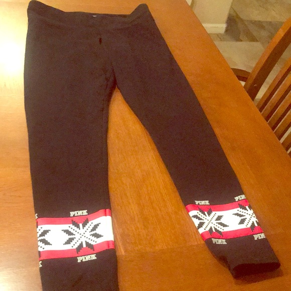 PINK Victoria's Secret Pants - Pink Yoga pants with snowflake image. Size s
